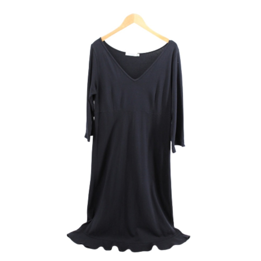 Fresh Produce Maxi Dress XL Black V-Neck 3/4 Sleeve Ruffle‎ Casual Beach